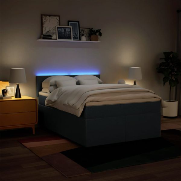 Боксспринг легло с матрак, синьо, 140x200 см, плат