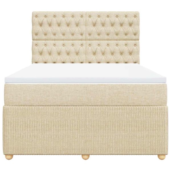 Боксспринг легло с матрак, кремава, 140x200 см, плат