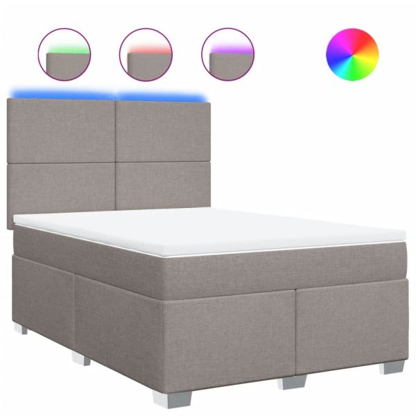 Боксспринг легло с матрак, таупе, 140x200 см, плат