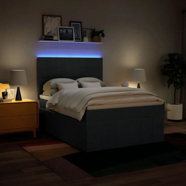 Боксспринг легло с матрак, синьо, 140x200 см, плат