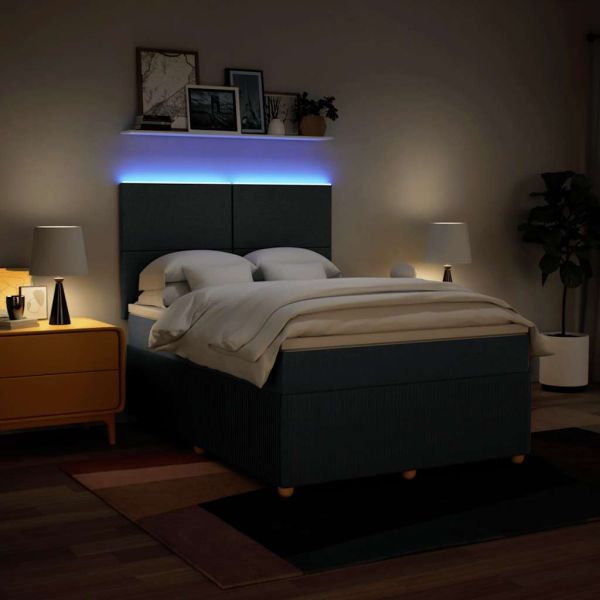 Боксспринг легло с матрак, синьо, 140x200 см, плат