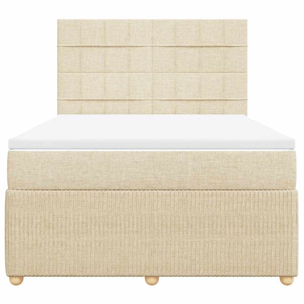 Боксспринг легло с матрак, кремава, 140x200 см, плат