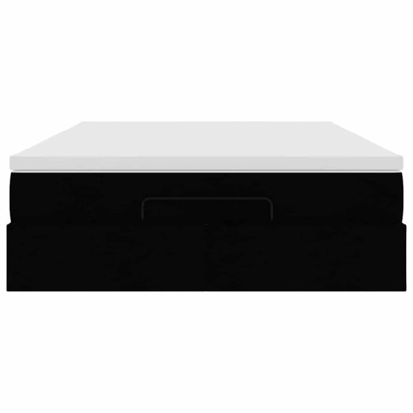 Османска легло с матрак, черно, 140x200 см, плат