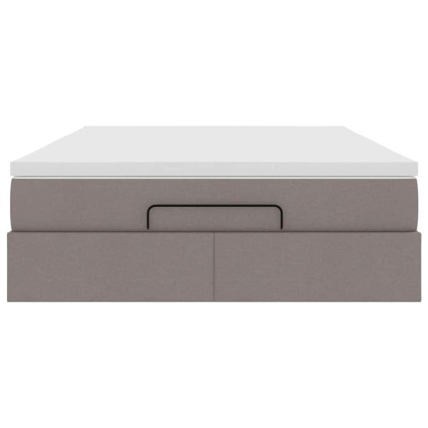 Османска легло с матрак, таупе, 140x200 см, плат