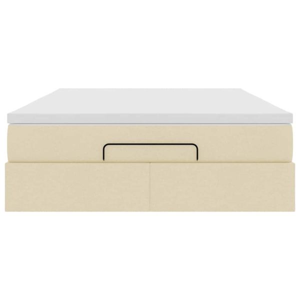Османска легло с матрак, кремаво, 140x200 см, плат