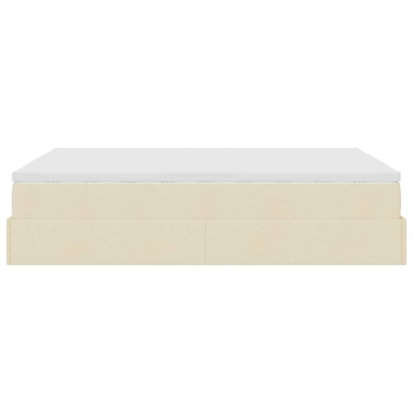 Османска легло с матрак, кремаво, 140x200 см, плат