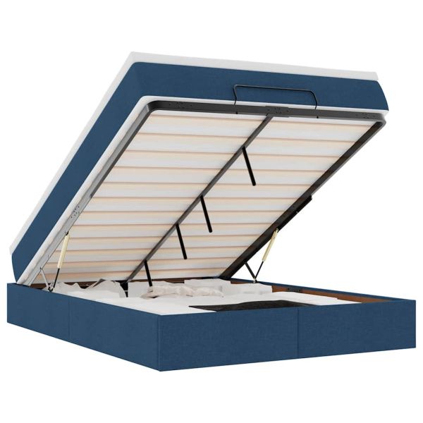 Османска легло с матрак, синьо, 140x200 см, плат