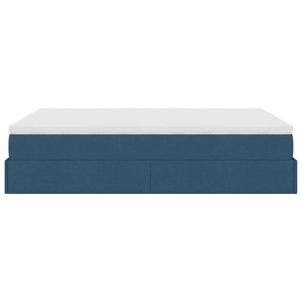 Османска легло с матрак, синьо, 140x200 см, плат