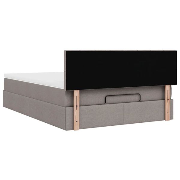 Османска легло с матрак, таупе, 140x200 см, плат