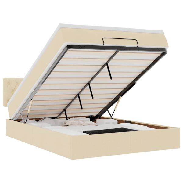 Османска легло с матрак, кремаво, 140x200 см, плат