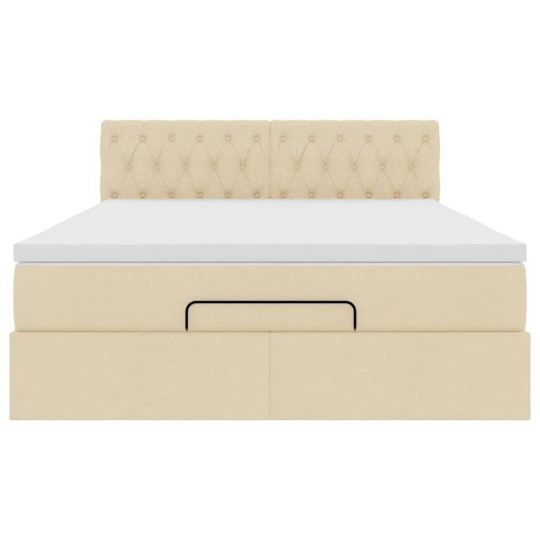 Османска легло с матрак, кремаво, 140x200 см, плат
