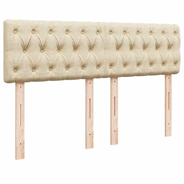 Османска легло с матрак и LED, кремаво, 140x200 см, плат