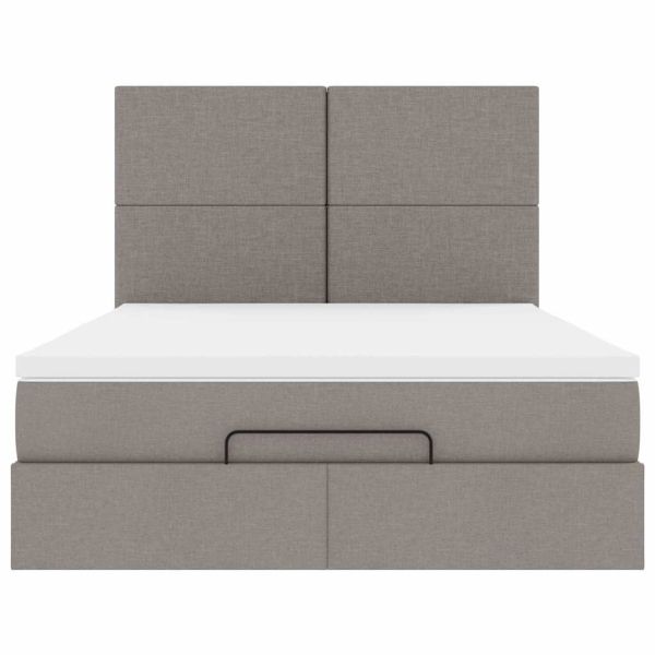 Османска легло с матрак, таупе, 140x200 см, плат