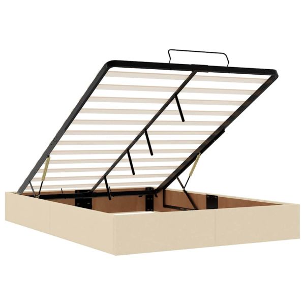 Османска легло с матрак, кремаво, 140x200 см, плат