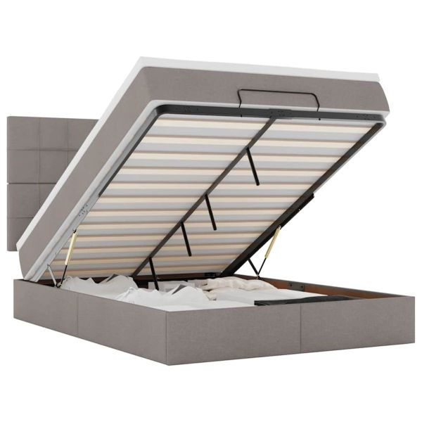 Османска легло с матрак, таупе, 140x200 см, плат