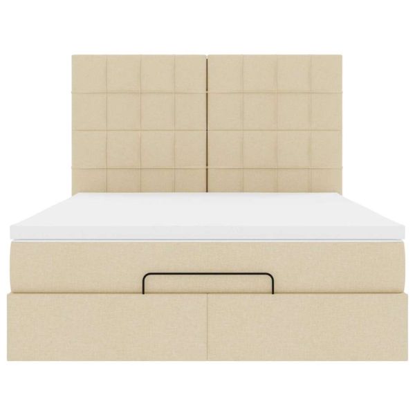 Османска легло с матрак, кремаво, 140x200 см, плат