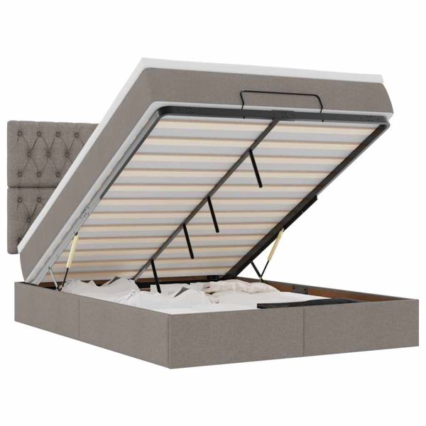 Османска легло с матрак, таупе, 140x200 см, плат