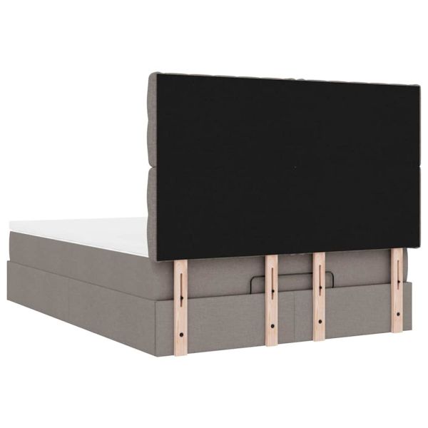 Османска легло с матрак и LED, таупе, 140x200 см, плат