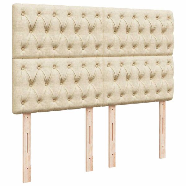 Османска легло с матрак и LED, кремаво, 140x200 см, плат