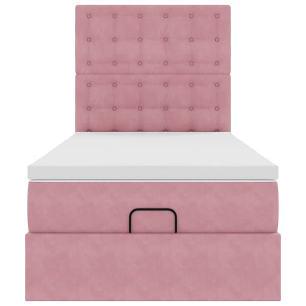 Османска легло с матраци и LED, розово, 90x190 см, кадифе