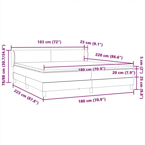 Боксспринг легло с матраци, тъмносиво, 180x220 см, кадифе