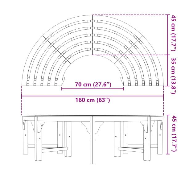 Дървесен бенч 2 pcs Естествен 160 x 80 x 45 см
