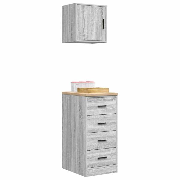 гаражни шкафове, 2 бр, бетонно сиви, инженерно дърво