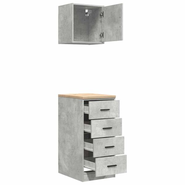 гаражни шкафове, 2 бр, бетонно сиви, инженерно дърво