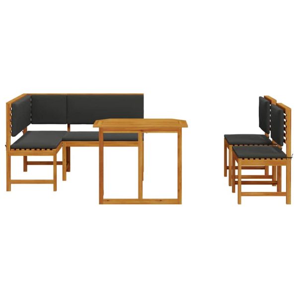 Комплект градинска пейка 4 pcs Кафяво Солидно акациево дърво