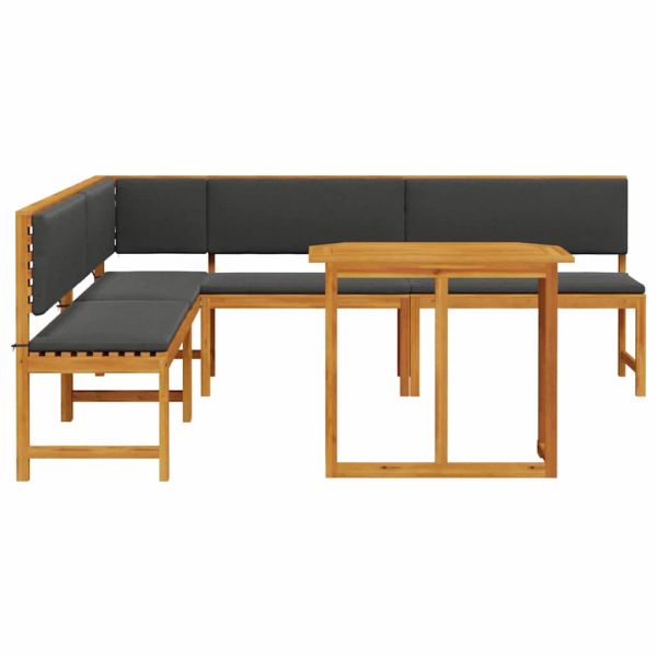 Комплект градинска пейка 4 pcs Кафяво Солидно акациево дърво