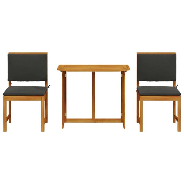 Градински бистро комплект 3 pcs Кафяво Солидно акациево дърво