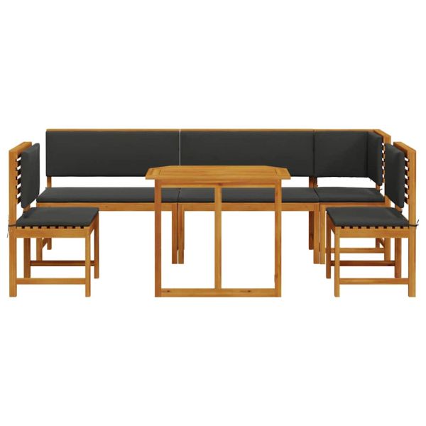 Градински бистро комплект 6 pcs Кафяво Солидно акациево дърво