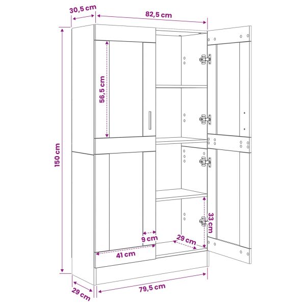 Шкаф за книги Черния дъб 82,5 x 30,5 x 150 см Инженерно дърво