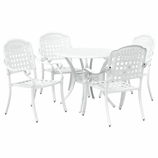 Комплект за хранене в градината 5 pcs Бяло Алуминий