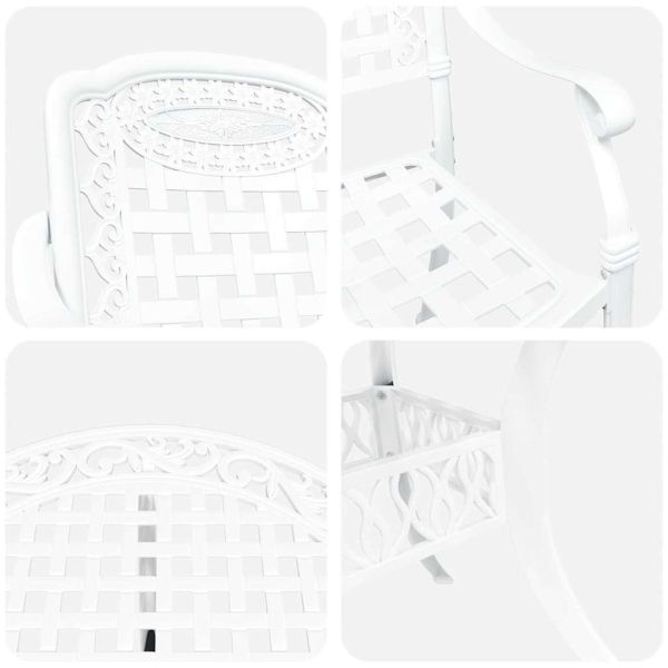 Комплект за хранене в градината 5 pcs Бяло Алуминий