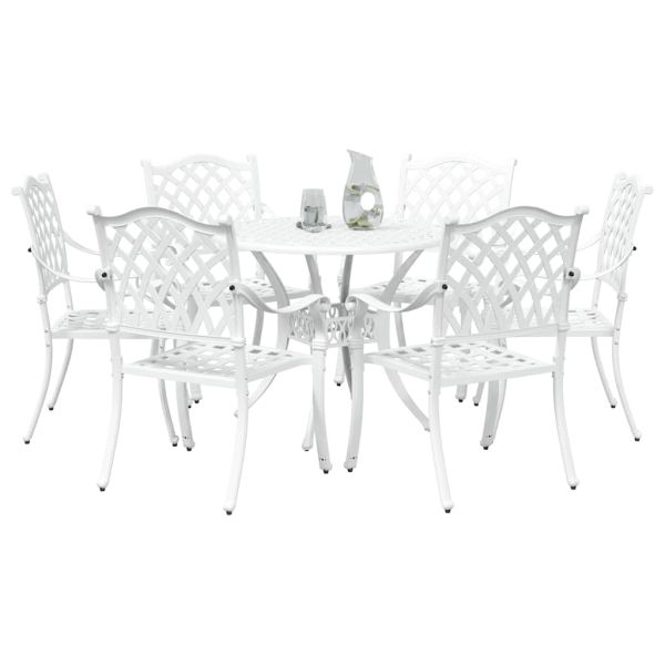 Комплект за хранене в градината 7 pcs Бяло Алуминий
