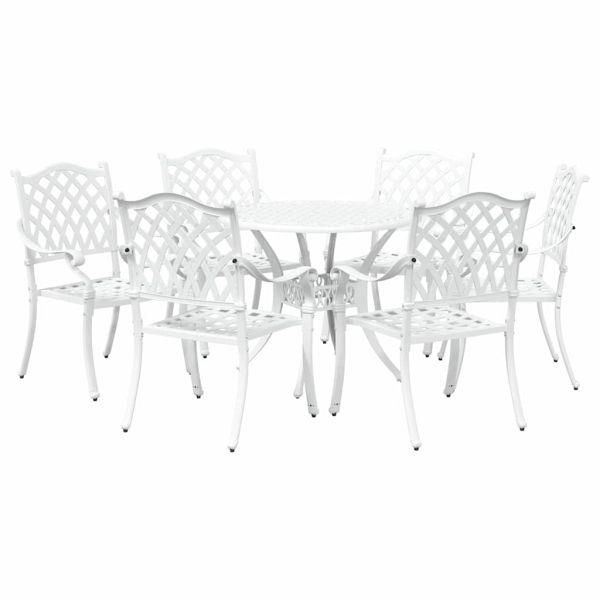 Комплект за хранене в градината 7 pcs Бяло Алуминий