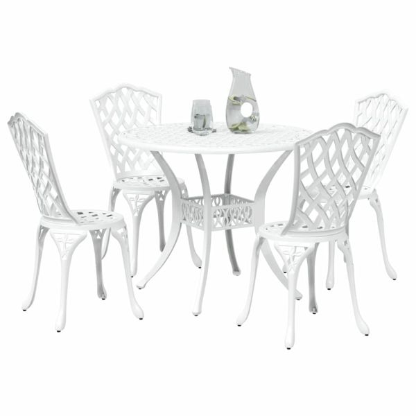 Комплект за хранене в градината 5 pcs Бяло Алуминий