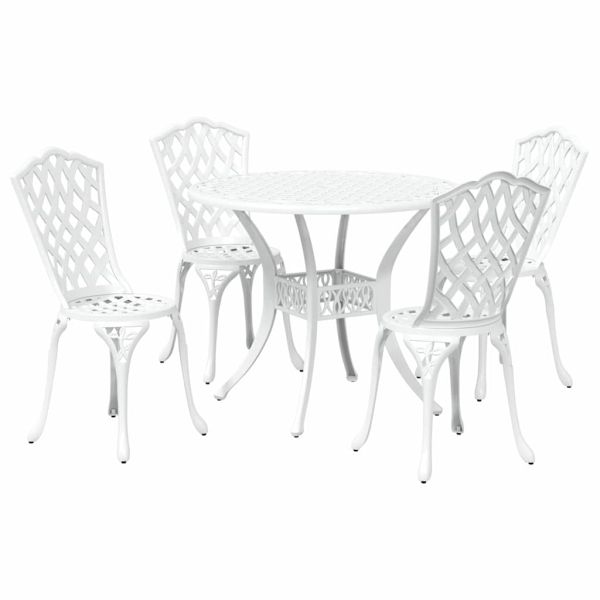 Комплект за хранене в градината 5 pcs Бяло Алуминий