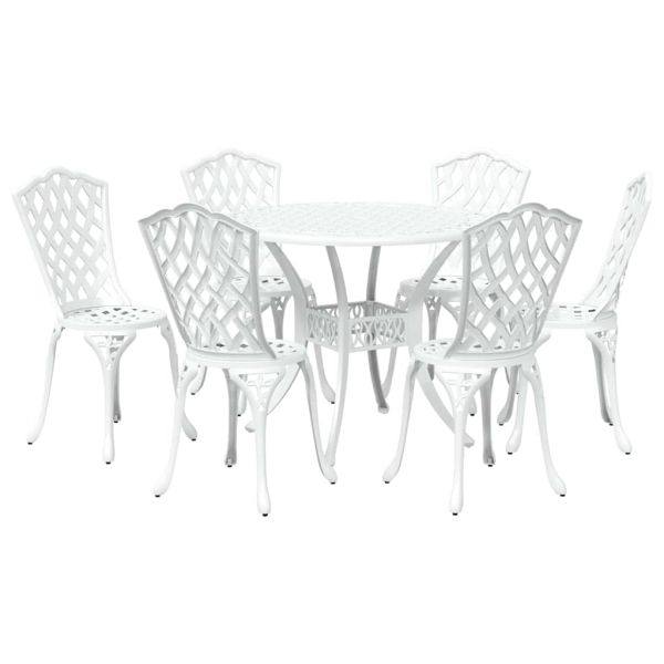 Комплект за хранене в градината 7 pcs Бяло Алуминий