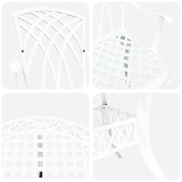 Комплект за хранене в градината 5 pcs Бяло Алуминий