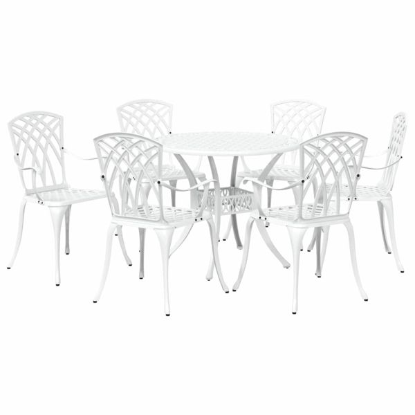 Комплект за хранене в градината 7 pcs Бяло Алуминий