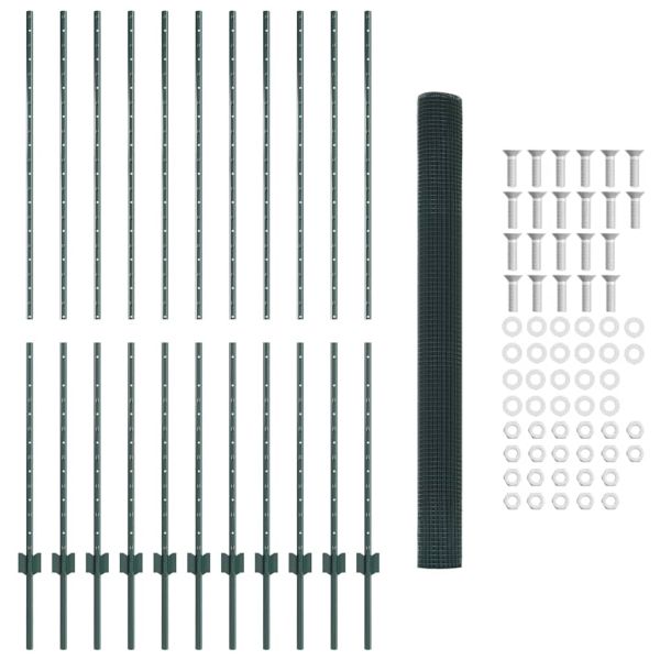 Ограда с пост Зелен 1,5 x 25 m Стомана