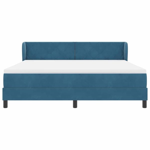 Легло с пружинирана основа Тъмносиньо 180 x 200 cm Кадифе