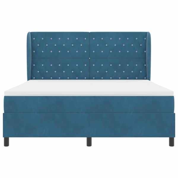 Легло с пружинирана основа Тъмен син 200 x 180 cm Кадифе