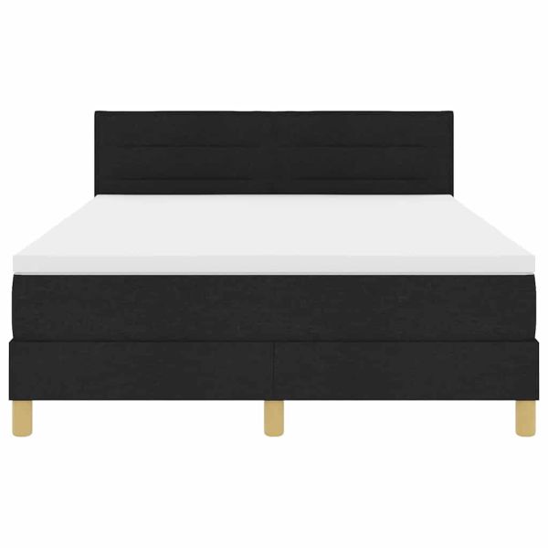 LED кутия за пружини с легло Черен 140 x 200 cm текстил