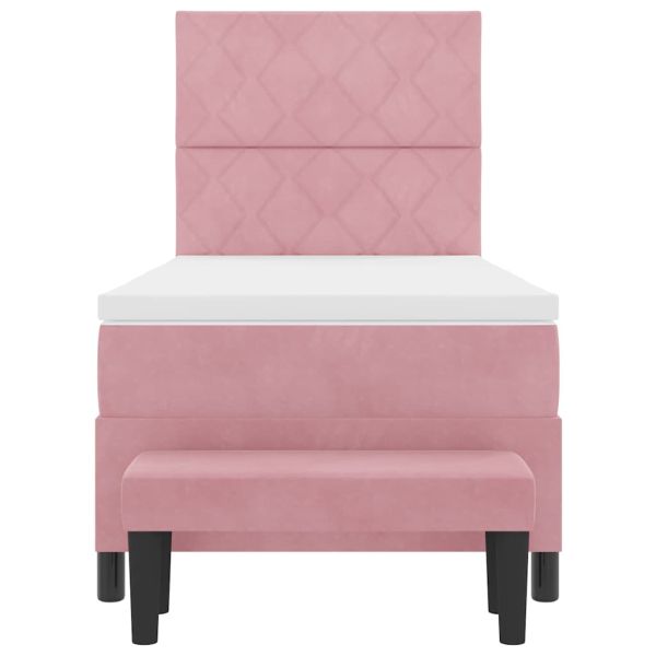 Легло с пружинирана основа с таблото Розово 190 x 90 cm Кадифе