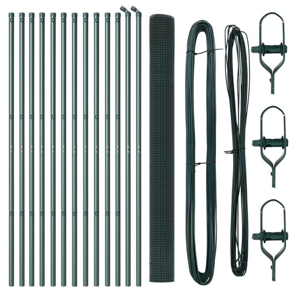 Стълб за ограда. Зелен 25 x 1,5 м (25 x 25 мм мрежа) Стомана