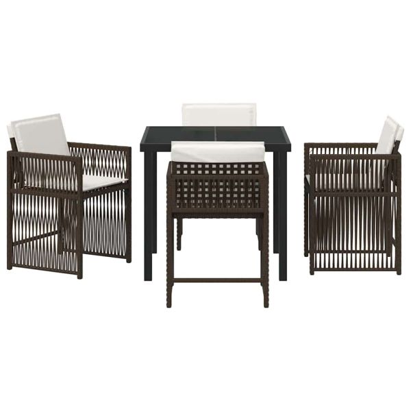 Комплект за хранене в градината 5 pcs Кафяво полиратан