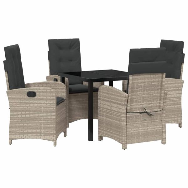 Комплект за хранене в градината 5 pcs Светлосиво полиратан